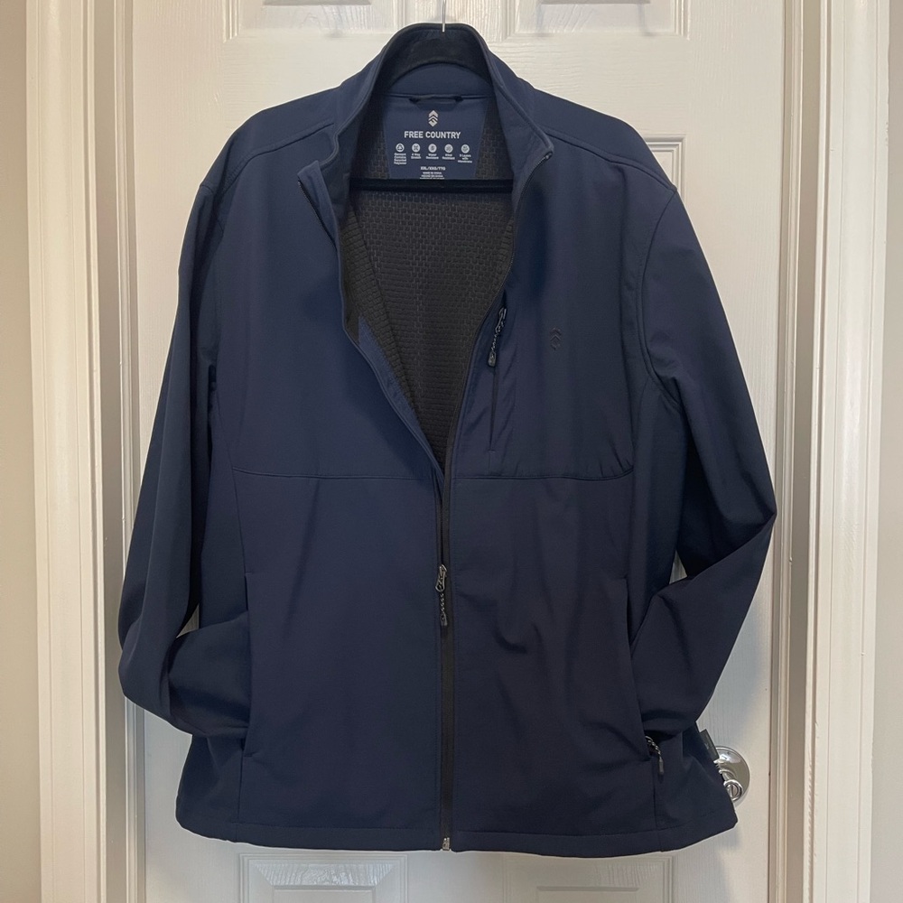 Free Country Men's Navy Blue Lightweight Softshell Zip Jacket XXL